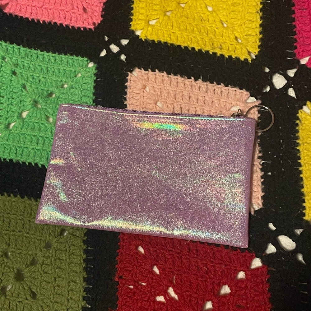 Holographic purple makeup bag